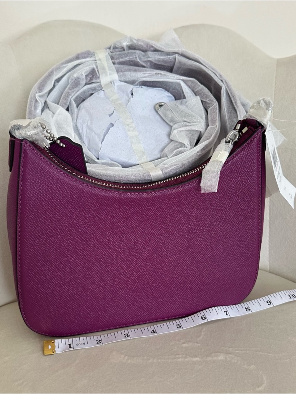 Coach Deep Plum Hobo Crossbody Bag Crossgrain Leather 3 Straps - Picture 8 of 12